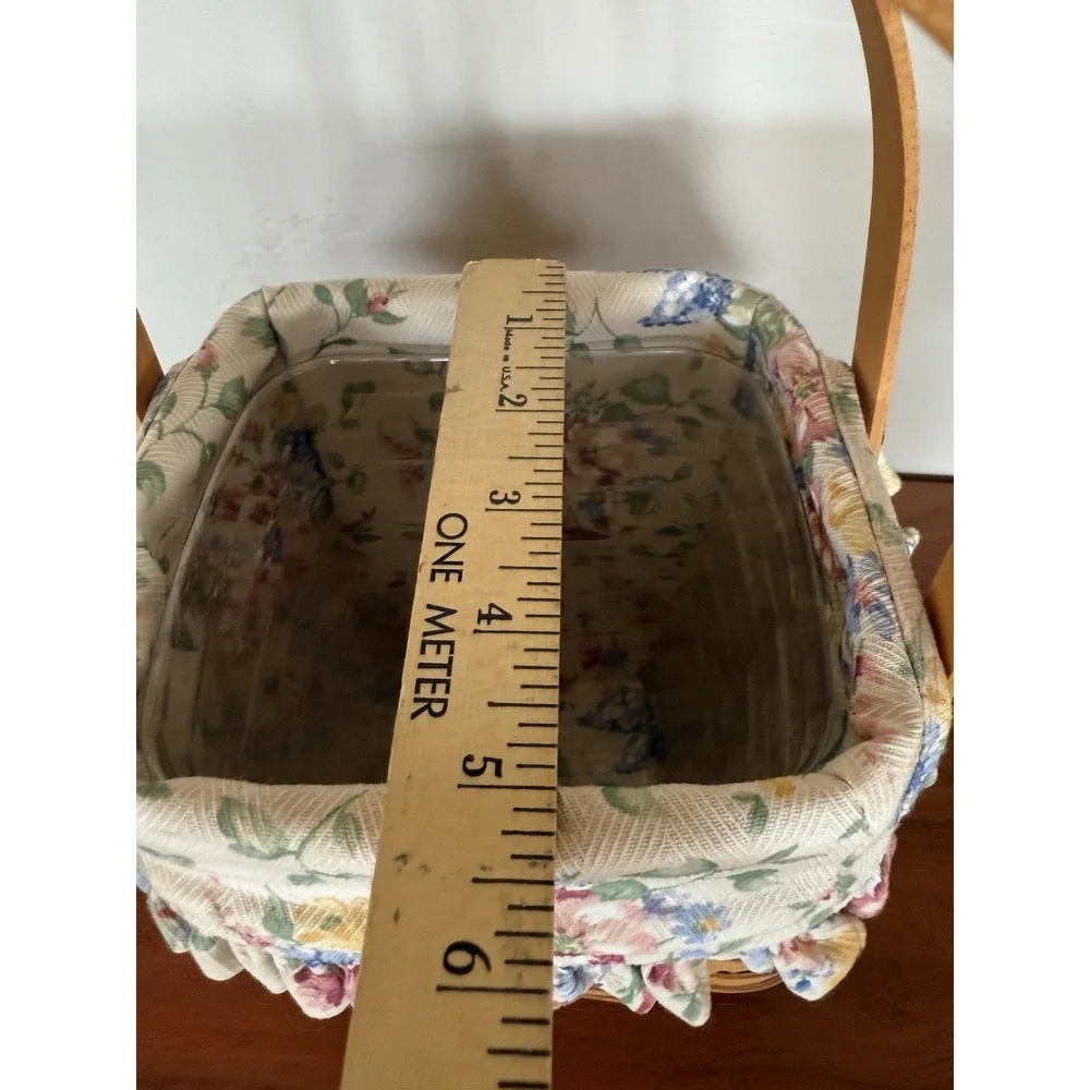 2002 Longaberger TOTE Basket Combo‎ spring floral liner & protector excellent